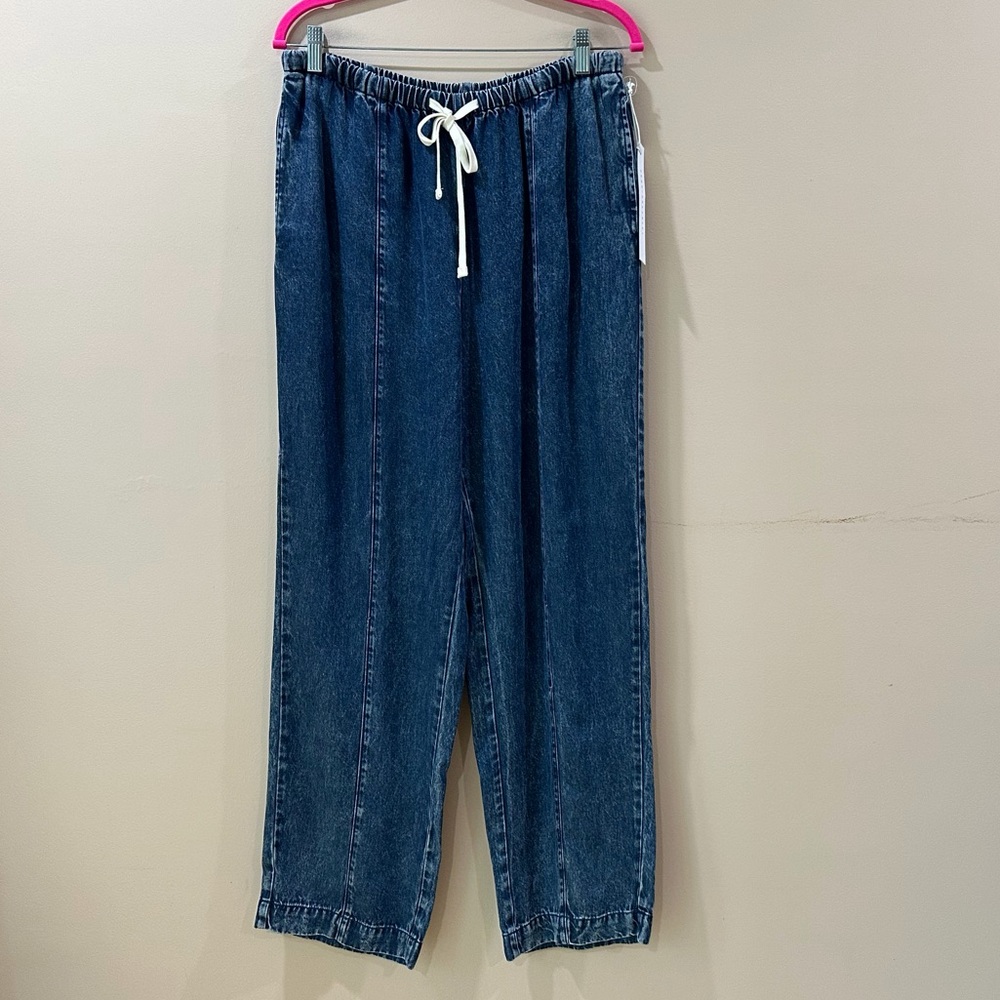 Jane and Delancey Women’s L Blue Lyocell Pull On Jogger Pants Straight Chambray